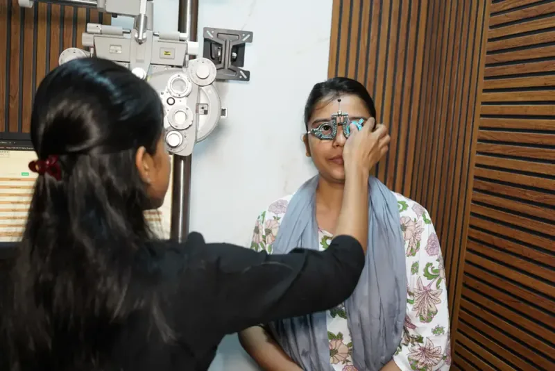 Myopia clinic — phoropter and refraction