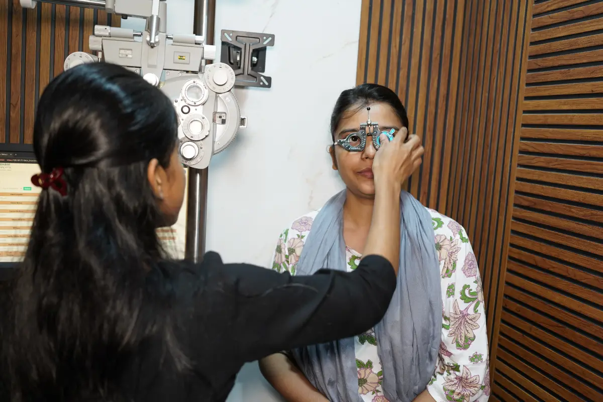 Myopia clinic — phoropter and refraction