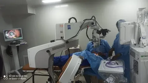 Operating theatre — surgery in progress at Madhavi Netralaya