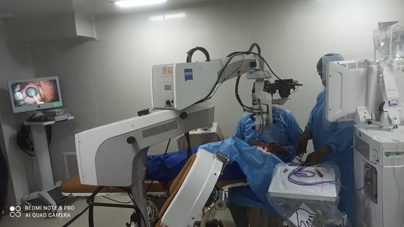 Operating theatre — surgery in progress at Madhavi Netralaya