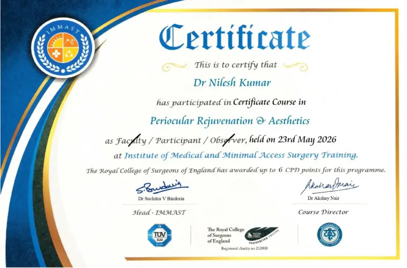 Certificate of Participation � Periocular Rejuvenation and Aesthetics, IMMAST; RCS England CPD